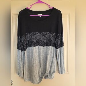 Maurices 1X Women's Black and Gray Lace Top